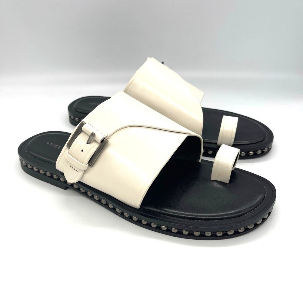 Vince Camuto Cooliann White Leather Toe Loop Sandals Women's Size 9.5